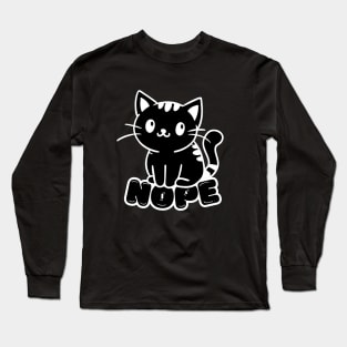 Cute Black Cat Say Nope Long Sleeve T-Shirt